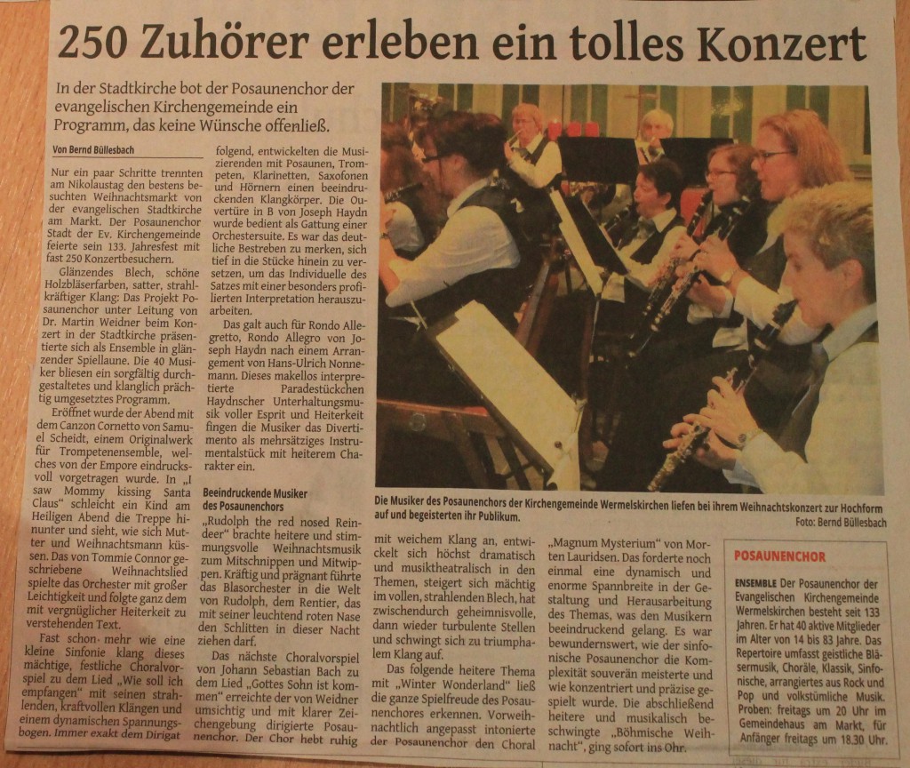 Artikel im WGA vom 08.12.2015